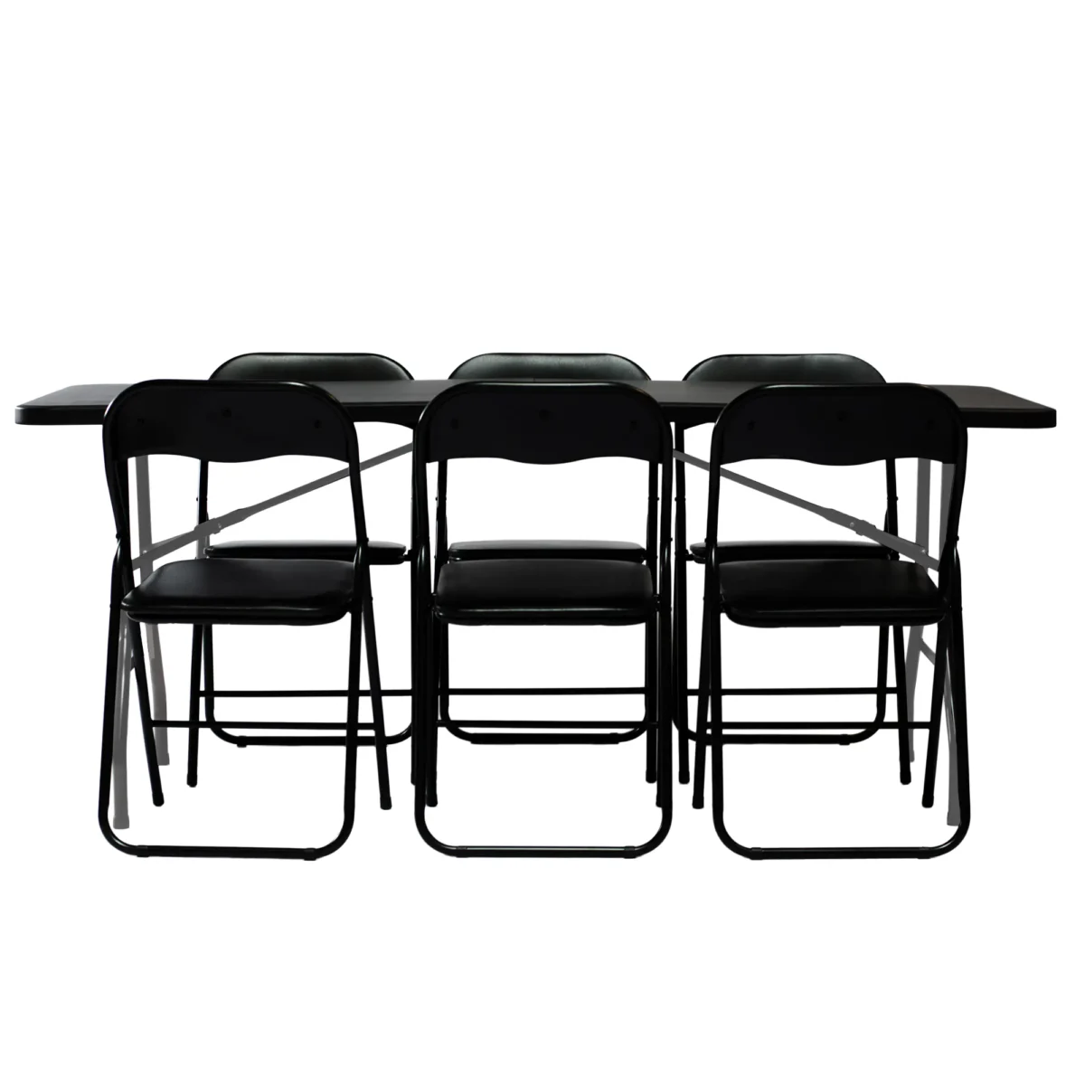 Чорний складаний садовий набір для кейтерингу – стіл 180 + 6 стільців | Banketnimebli.com.ua | zestawx6min-1webp